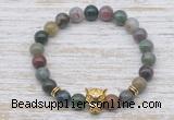 CGB7465 8mm Indian agate bracelet with leopard head for men or women