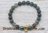 CGB7466 8mm moss agate bracelet with skull for men or women