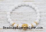 CGB7470 8mm white candy jade bracelet with lion head for men or women