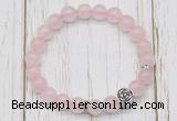 CGB7486 8mm rose quartz bracelet with flower charm for men or women