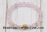 CGB7487 8mm rose quartz bracelet with owl head for men or women