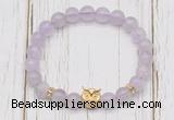 CGB7488 8mm lavender amethyst bracelet with owl head for men or women