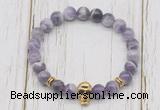 CGB7491 8mm dogtooth amethyst bracelet with skull for men or women