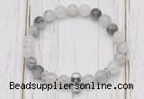 CGB7494 8mm black rutilated quartz bracelet with skull for men or women