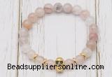 CGB7496 8mm pink quartz bracelet with skull for men or women