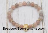 CGB7508 8mm rainbow moonstone bracelet with tiger head for men or women