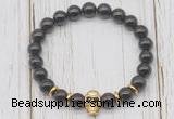 CGB7511 8mm garnet bracelet with skull for men or women