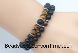 CGB7602 8mm black onyx & yellow tiger eye mala stretchy bracelets