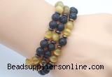 CGB7613 8mm black lava & golden tiger eye mala stretchy bracelets