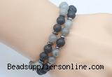 CGB7648 8mm black lava & labradorite gemstone mala stretchy bracelets