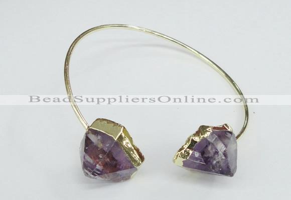 CGB768 13*18mm - 15*20mm faceted nuggets amethyst gemstone bangles