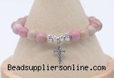 CGB7751 8mm pink wooden jasper bead with luckly charm bracelets