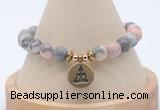 CGB7755 8mm pink zebra jasper bead with luckly charm bracelets