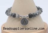 CGB7770 8mm black water jasper bead with luckly charm bracelets