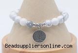 CGB7790 8mm white howlite bead with luckly charm bracelets