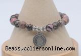 CGB7802 8mm rhodonite bead with luckly charm bracelets wholesale