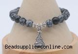 CGB7806 8mm snowflake obsidian bead with luckly charm bracelets