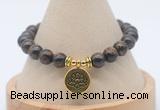 CGB7809 8mm bronzite bead with luckly charm bracelets wholesale