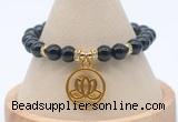 CGB7823 8mm black tourmaline bead with luckly charm bracelets