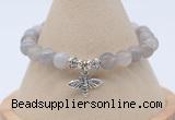 CGB7838 8mm grey banded agate bead with luckly charm bracelets