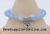 CGB7839 8mm blue banded agate bead with luckly charm bracelets