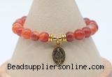 CGB7843 8mm red banded agate bead with luckly charm bracelets