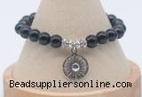 CGB7846 8mm black onyx bead with luckly charm bracelets