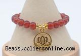 CGB7847 8mm red agate bead with luckly charm bracelets