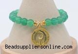 CGB7848 8mm green agate bead with luckly charm bracelets