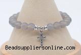 CGB7853 8mm grey agate bead with luckly charm bracelets