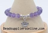 CGB7889 8mm amethyst bead with luckly charm bracelets wholesale