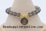 CGB7892 8mm smoky quartz bead with luckly charm bracelets