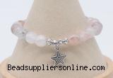 CGB7896 8mm pink quartz bead with luckly charm bracelets