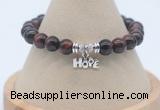 CGB7918 8mm red tiger eye bead with luckly charm bracelets