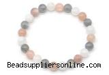 CGB8014 8mm moonstone, white moonstone & labradorite beaded stretchy bracelets