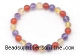 CGB8027 8mm amethyst, citrine & red agate beaded stretchy bracelets