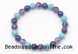 CGB8031 8mm amethyst, lapis lazuli & blue howlite beaded stretchy bracelets