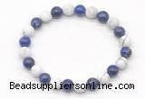 CGB8033 8mm lapis lazuli & matte white howlite beaded stretchy bracelets