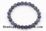 CGB8035 8mm lapis lazuli & matte black labradorite beaded stretchy bracelets