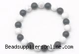 CGB8045 8mm matte white howlite & matte black agate beaded stretchy bracelets