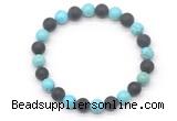 CGB8054 8mm blue howlite & matte black agate beaded stretchy bracelets