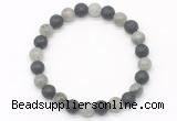 CGB8072 8mm labradorite & black lava beaded stretchy bracelets