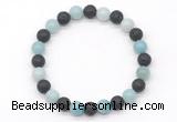 CGB8077 8mm amazonite & black lava beaded stretchy bracelets