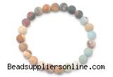 CGB8081 8mm matte amazonite, picture jasper & picasso jasper beaded stretchy bracelets