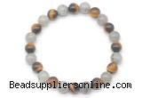 CGB8088 8mm matte yellow tiger eye & labradorite beaded stretchy bracelets