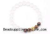 CGB8090 8mm matte white crystal & colorful tiger eye beaded stretchy bracelets