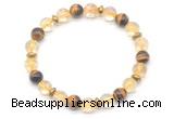 CGB8102 8mm citrine, yellow tiger eye & hematite power beads bracelet