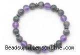 CGB8105 8mm black labradorite, amethyst & hematite power beads bracelet