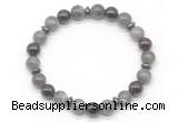 CGB8109 8mm labradorite, garnet & hematite power beads bracelet