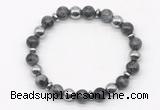 CGB8116 8mm black labradorite & hematite power beads bracelet